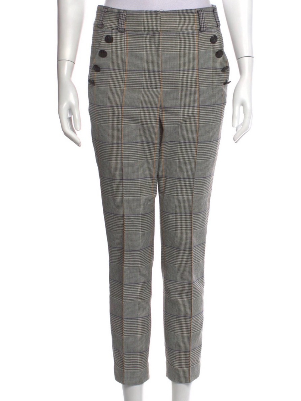 Veronica Beard Classic Plaid High-Waist Ankle Pants - Gray